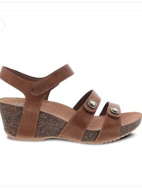 Dansko Brown Leather Strappy Wedge Sandals